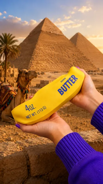 Butter squishy wallpaper with the pyramids of Giza in Egypt