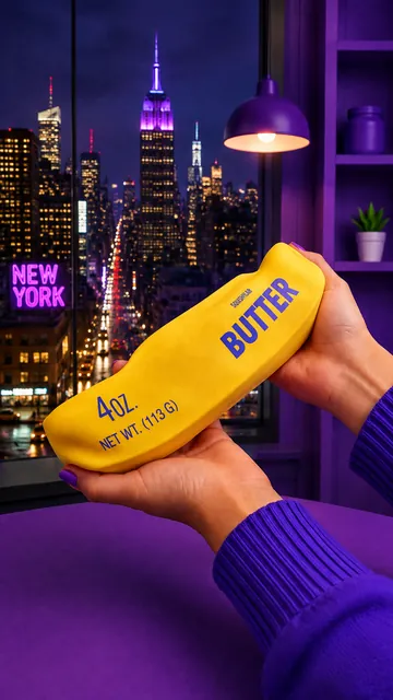 Butter squishy wallpaper with the New York skyline at night