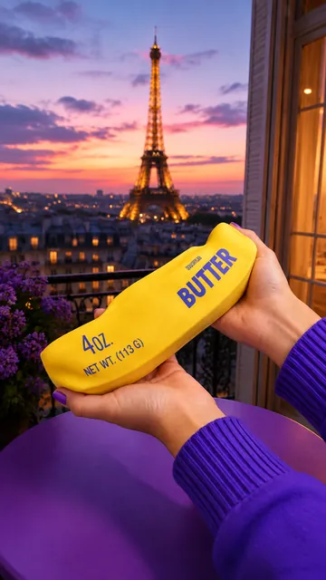 Butter squishy wallpaper with the Eiffel Tower in Paris at sunset