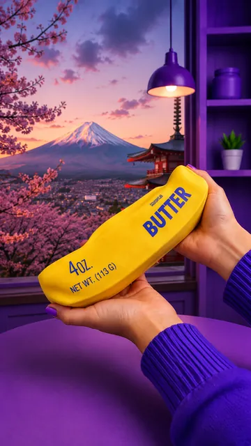 Butter squishy wallpaper with Mount Fuji and cherry blossoms in Japan